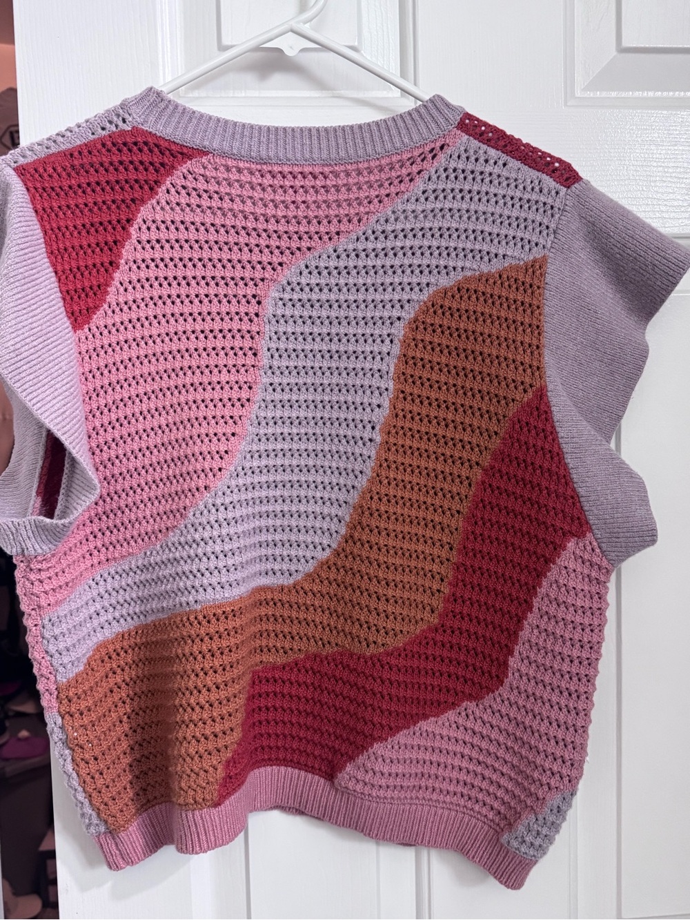THML Lavender Pink Rust Wave Knit Crew Sweater - Picture 2 of 2